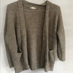 brown knitted cardigan